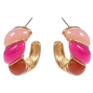 FLORETTA PINK TWIST HOOP EARRINGS
